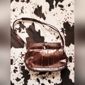 WOMEN'S 80's/90's GENUINE EEL CROSSBODY BAG - CHESTNUT BROWN